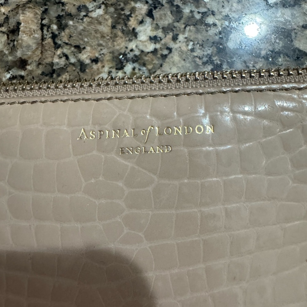 Aspinal of London Beige Crocodile Embossed Pouch - Picture 5 of 10